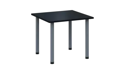 CRTR 80 jídelní stůl, kovová podnož stříbrná, deska 25 mm, 800x800 mm, černá